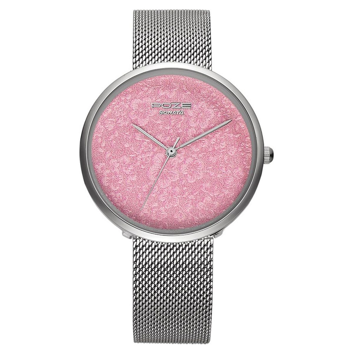 Poze by Sonata Quartz Analog Pink Dial Stainless Steel Strap Watch for Women 1