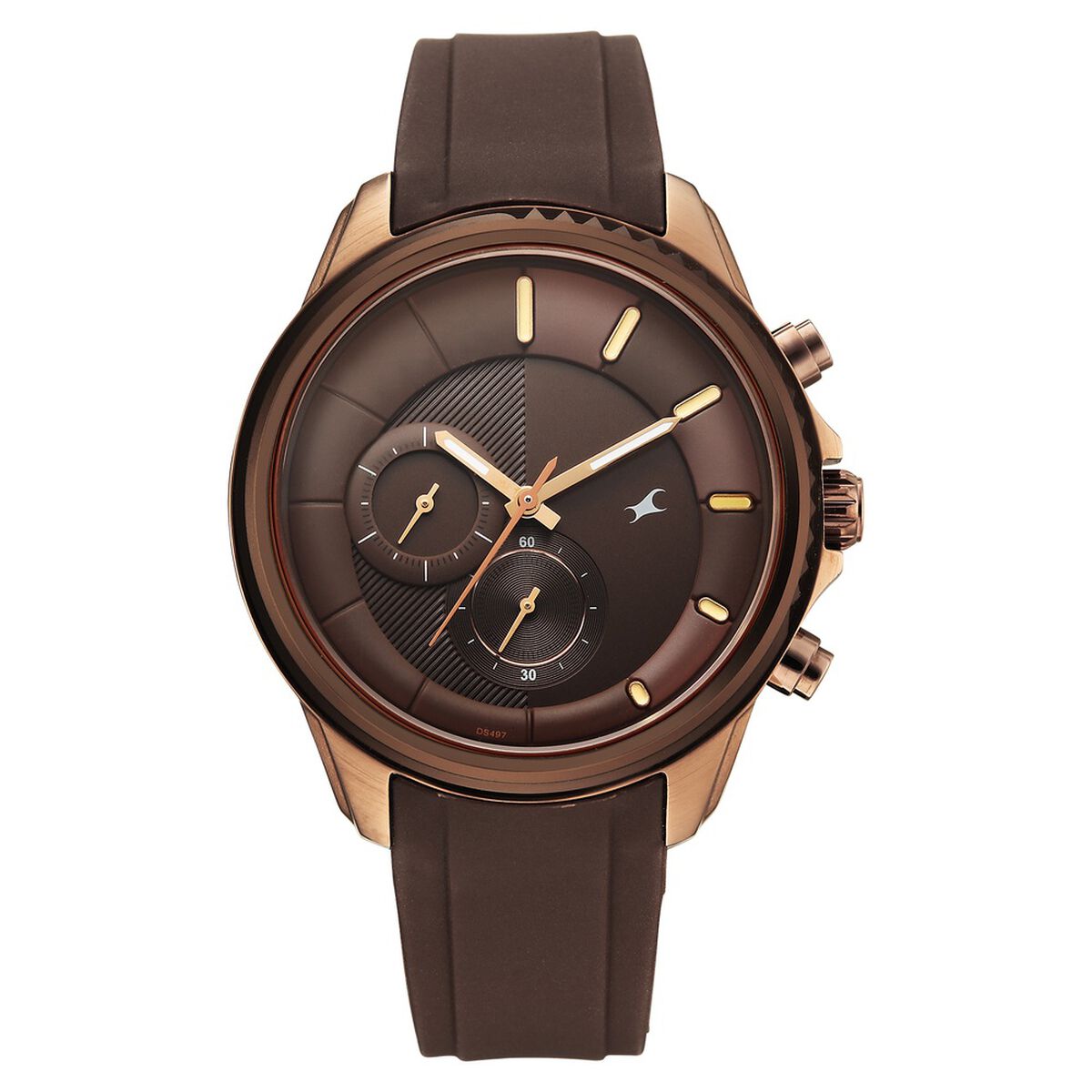 Fastrack Wild Quartz Chronograph Brown Dial Brown Silicone Strap Watch For Guys 1