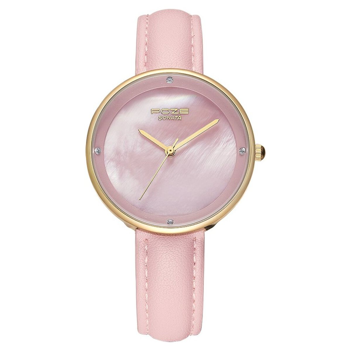 Poze by Sonata Quartz Analog Pink Dial PU Leather Strap Watch for Women 1