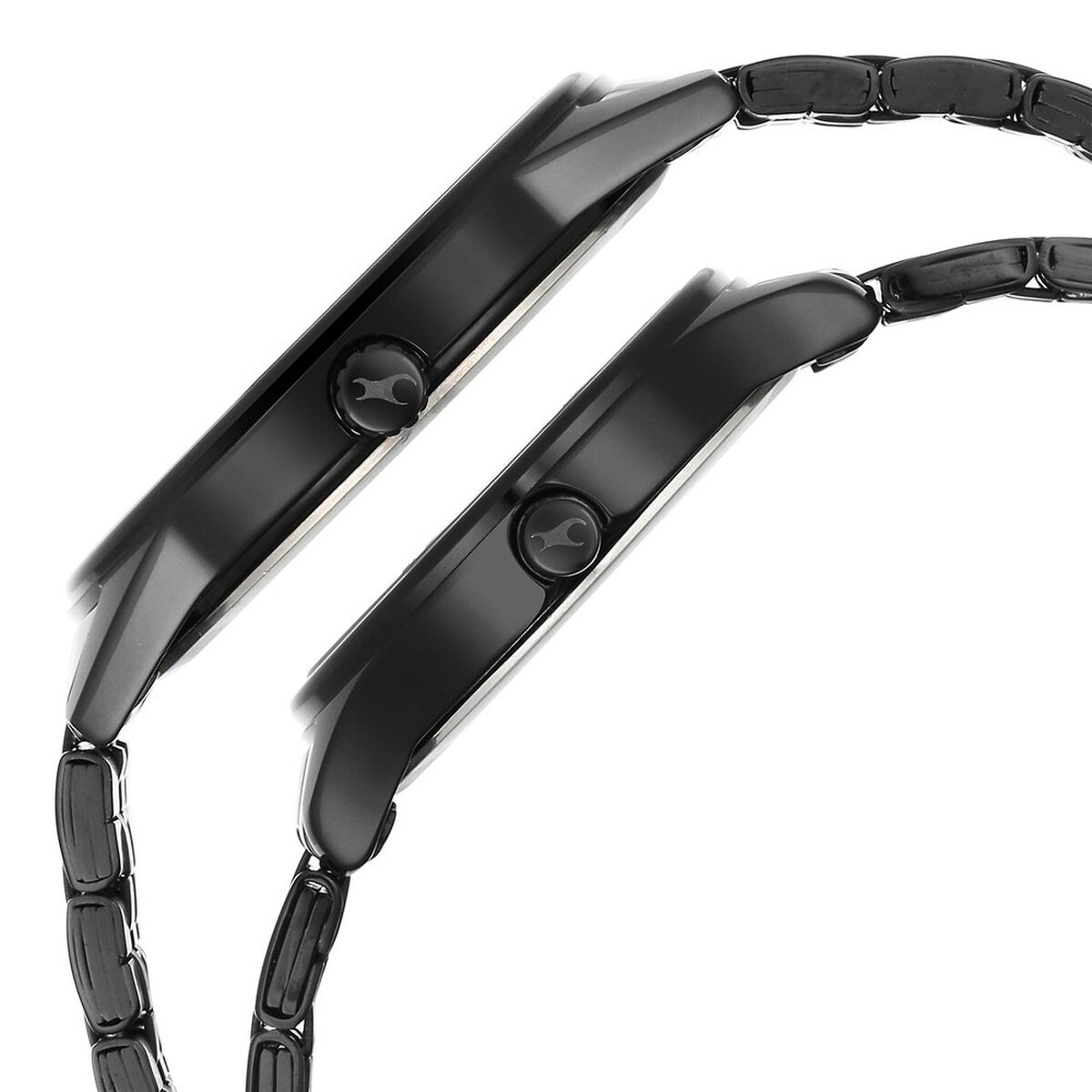 Fastrack Mixmatched Quartz Analog Black Dial Black Stainless Steel Strap Watch for Couple 4