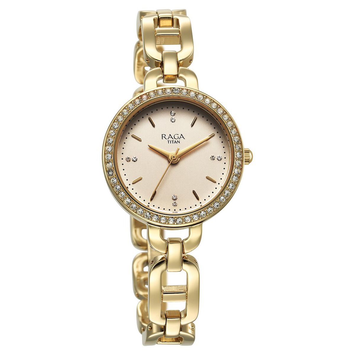 Titan Raga Showstopper Quartz Analog Golden Dial Metal Strap Watch For Women 2