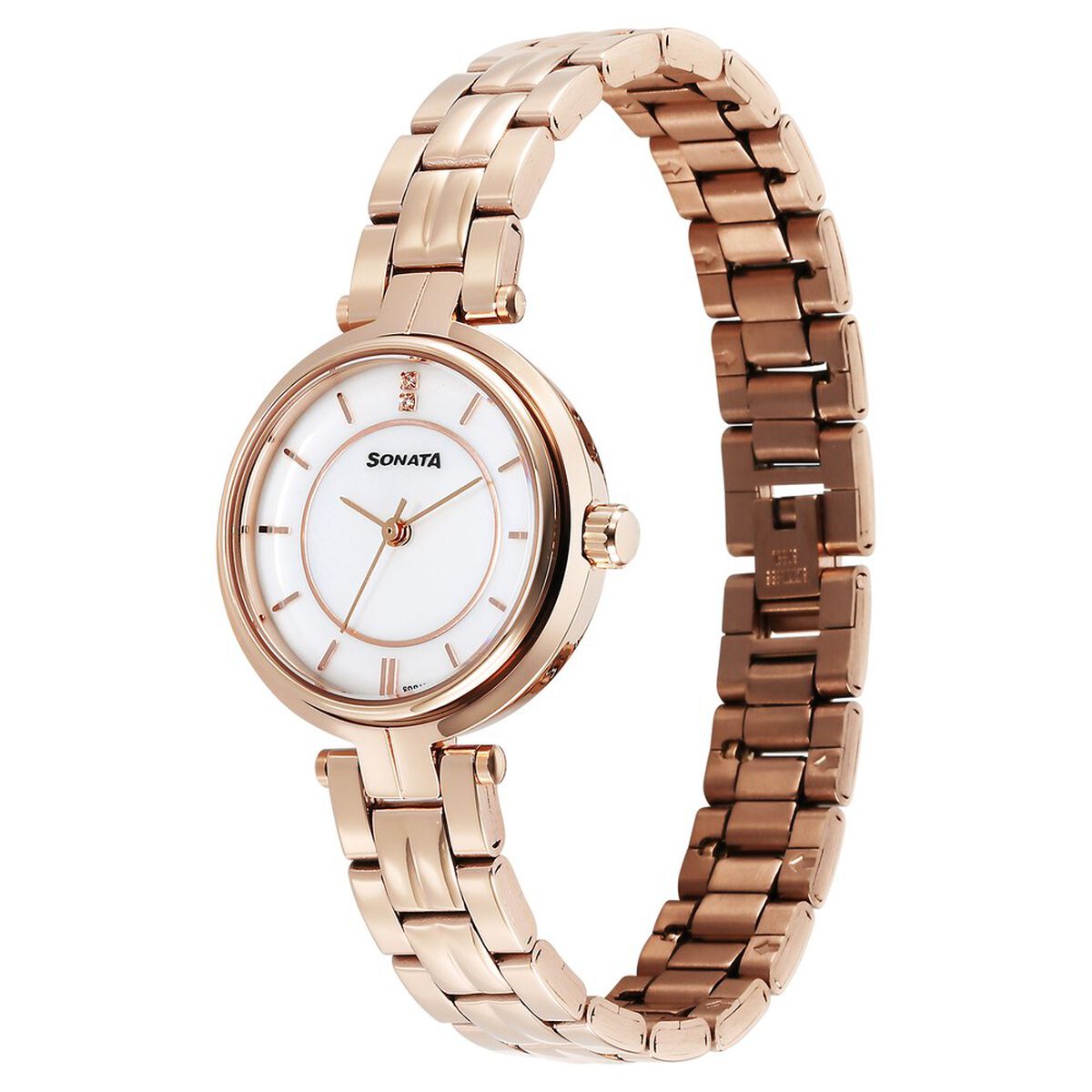 Sonata Wedding Quartz Analog Off White Dial Stainless Steel Strap Watch For Women 3