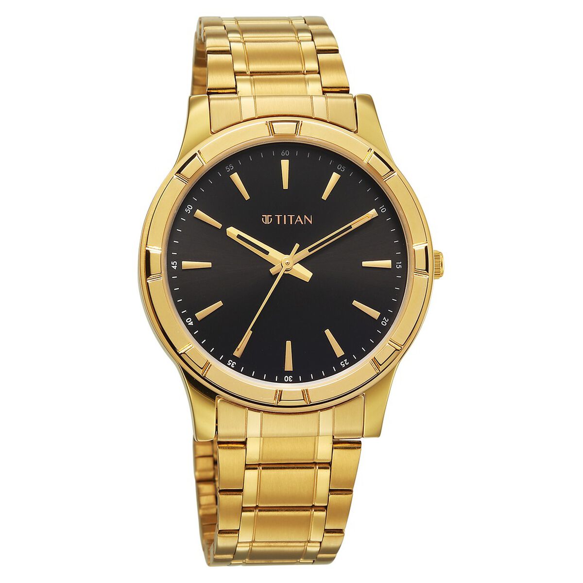 Titan Karishma Quartz Analog Black Dial Golden Stainless Steel Strap Watch For Men 3