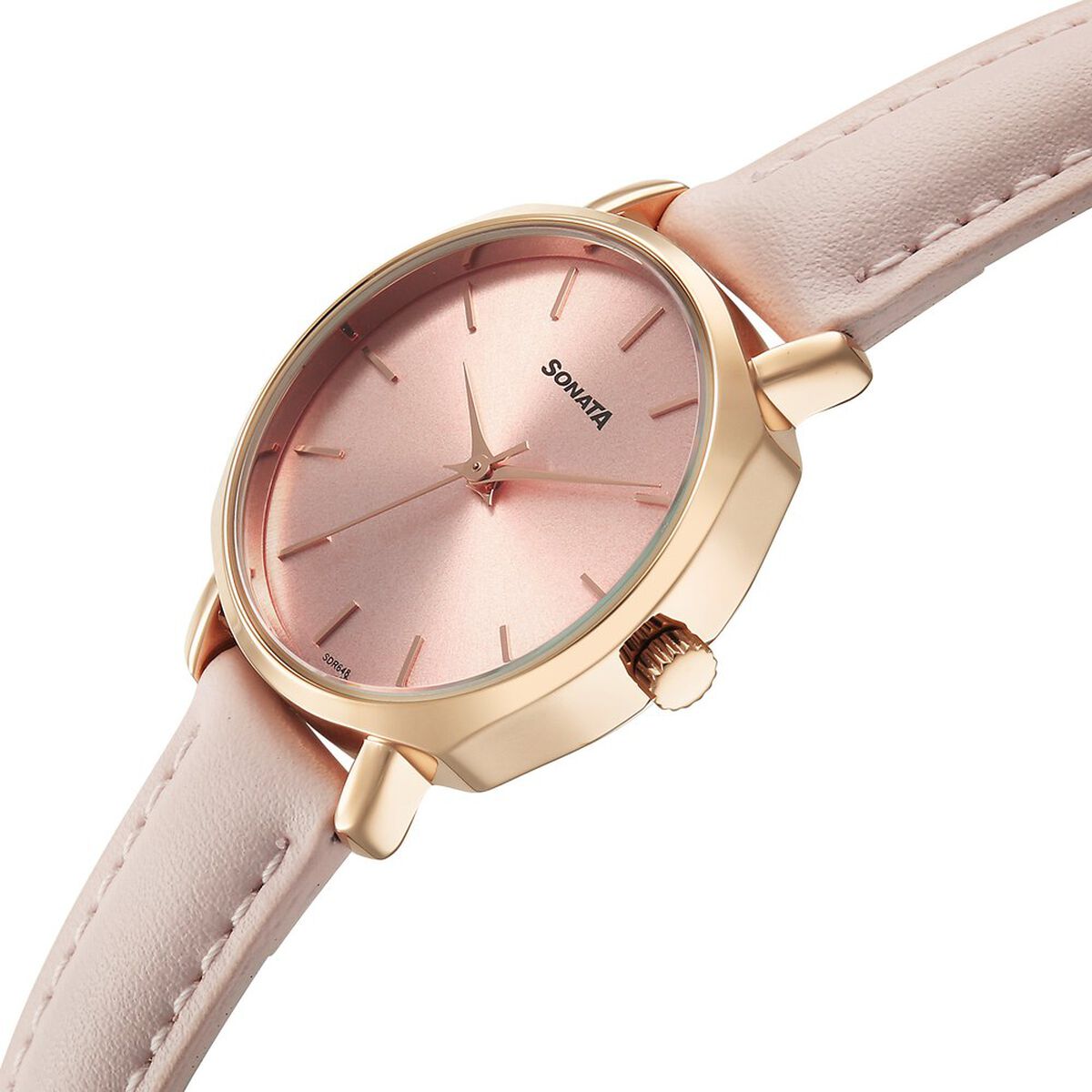 Sonata Eternia Quartz Analog Pink Dial Leather Strap Watch For Women 3