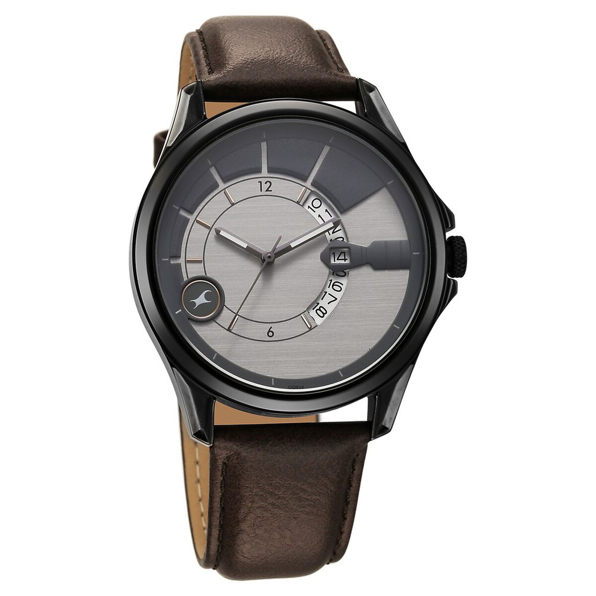Fastrack Groove Quartz Analog with Date Two Toned Dial Brown Leather Strap Watch For Guys 5