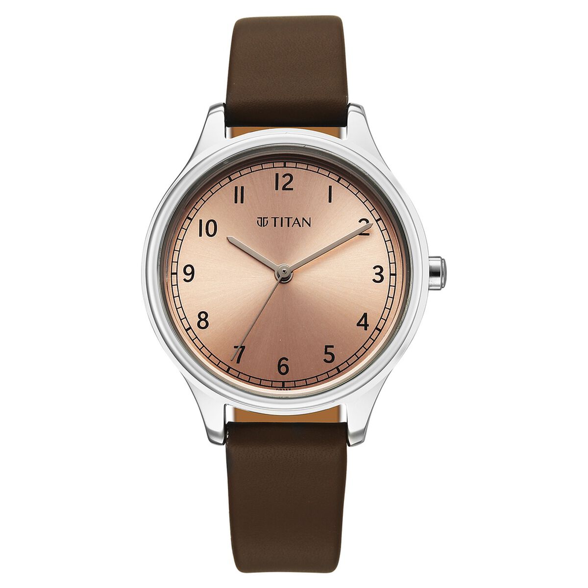 Titan Workwear Quartz Analog Rose Gold Dial Brown Colour Leather Strap Watch For Women 1