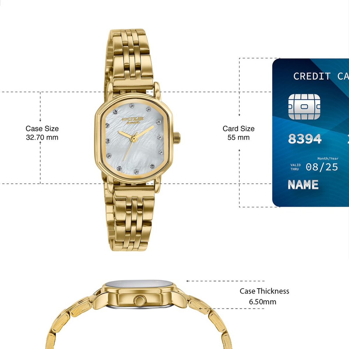 Poze By Sonata Quartz Analog White Mother of Pearl Dial Golden Stainless Steel Strap Watch For Women 4