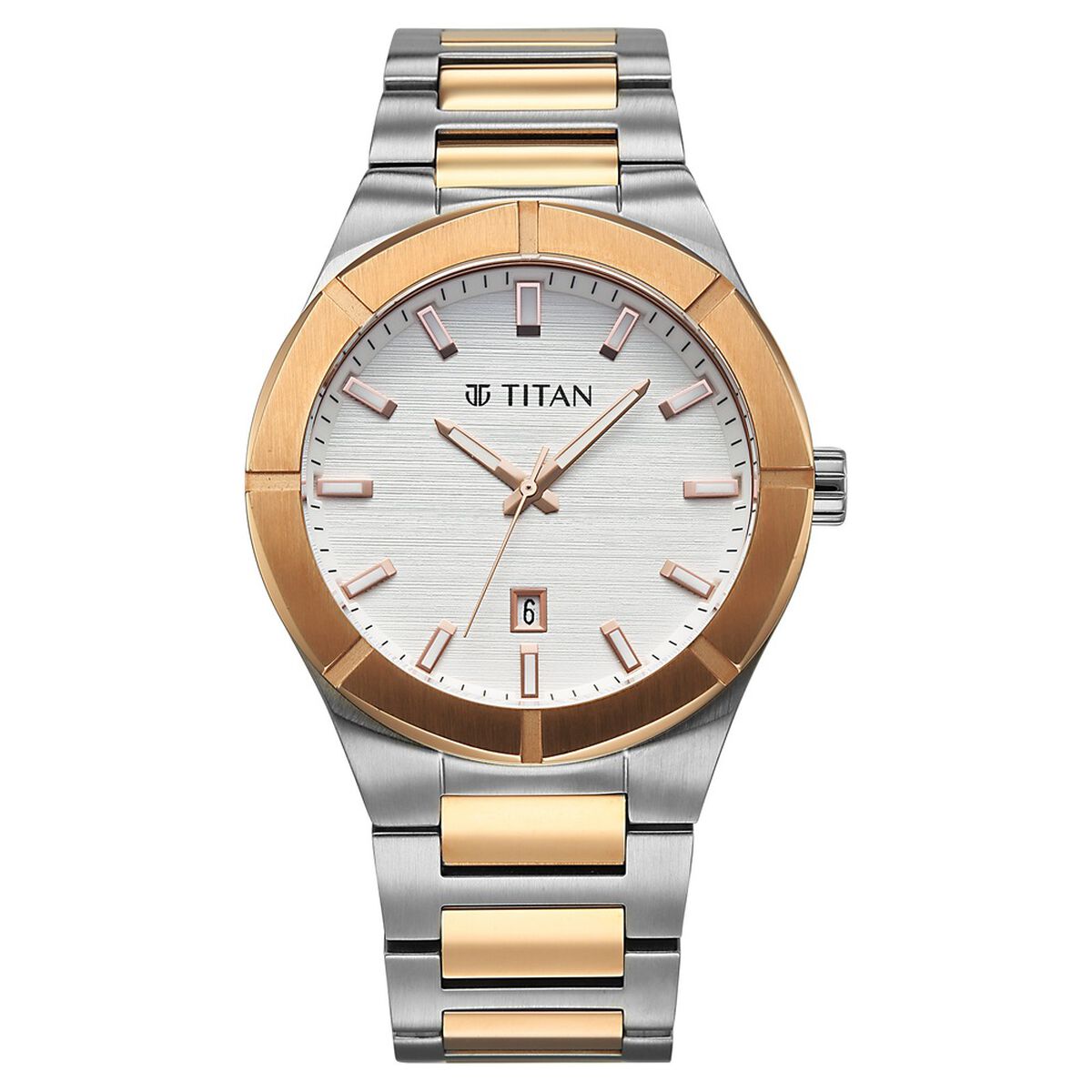 Titan Regalia Marque Analog with White Dial Rose Gold Dual Tone Stainless Steel Strap Watch for Men 1