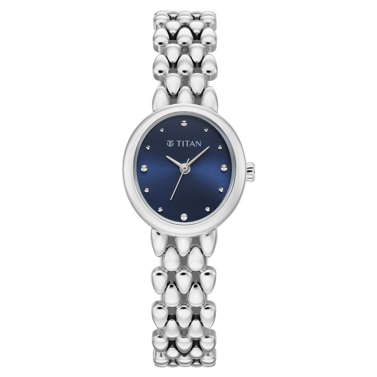 Titan Purple Serein Quartz Analog Blue Dial Silver Metal Strap Watch For Women 1