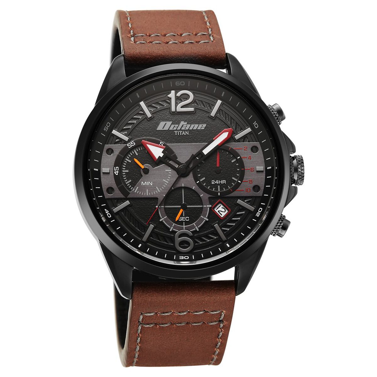 Titan Octane Cred Analog with Black Dial Brown Leather Strap Watch for Men 2