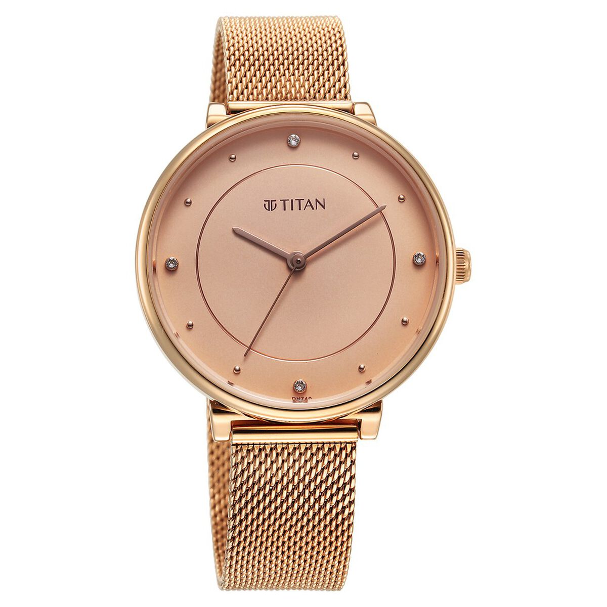 Titan Purple Stackables Quartz Analog Pink Dial Stainless Steel Strap Watch for Women 5