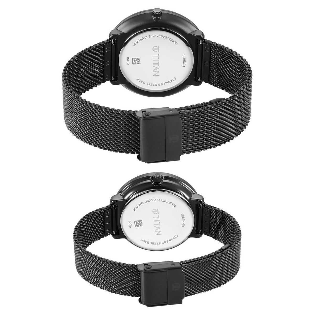Titan Bandhan Black Dial Analog with Date Stainless Steel Strap watch for Couple 5