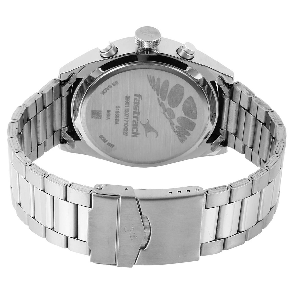 Fastrack All Nighters Quartz Multifunction Grey Dial Metal Strap Watch for Guys 4