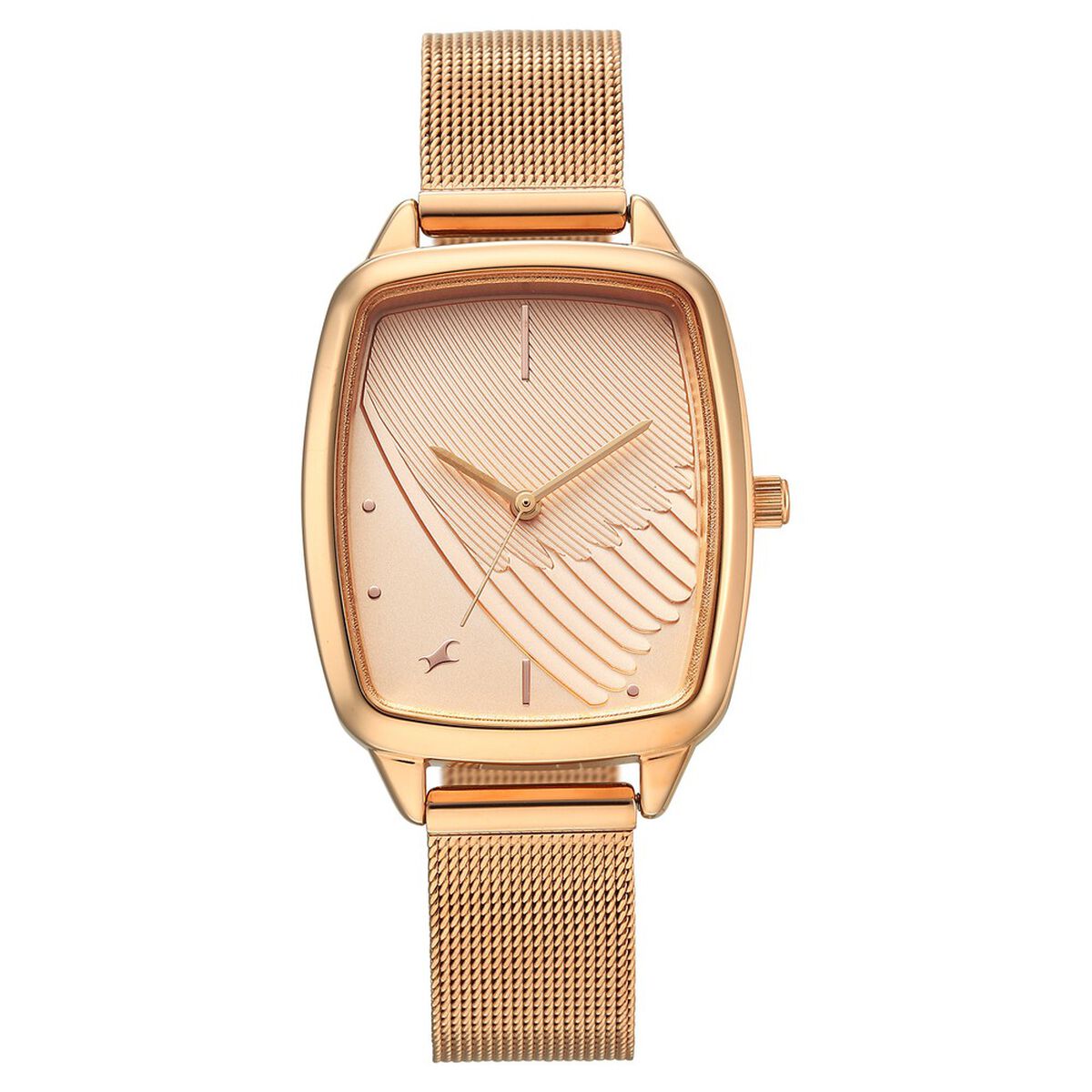 Fastrack Wild Quartz Analog Peach Dial Rose Gold Stainless Steel Strap Watch For Girls 1