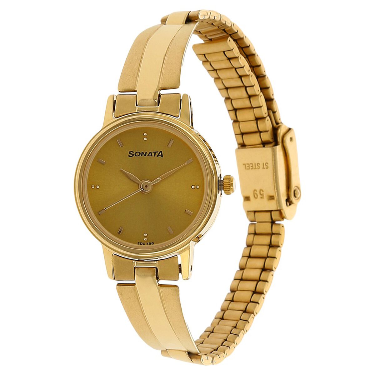 Sonata Quartz Analog Champagne Dial Stainless Steel Strap Watch for Women 2