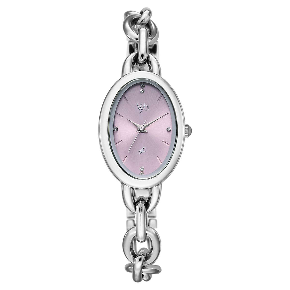 Vyb Manifester By Fastrack Quartz Analog Purple Dial Silver Metal Strap Watch For Girls 1
