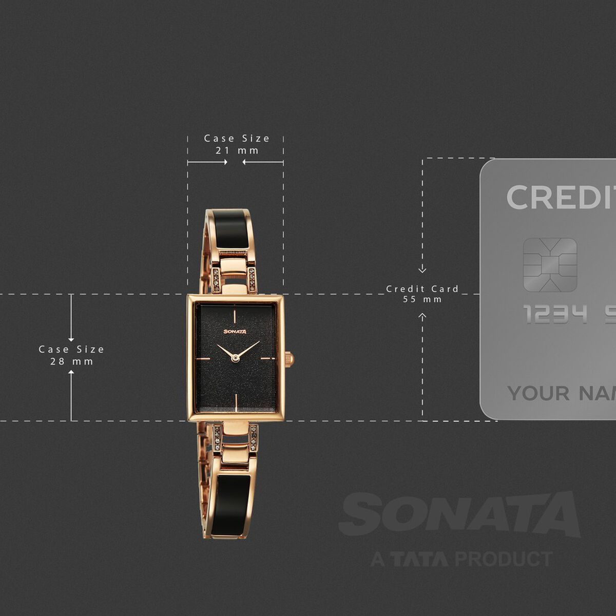 Sonata Aura Quartz Analog Black Dial Two Toned Stainless Steel Strap Watch For Women 3