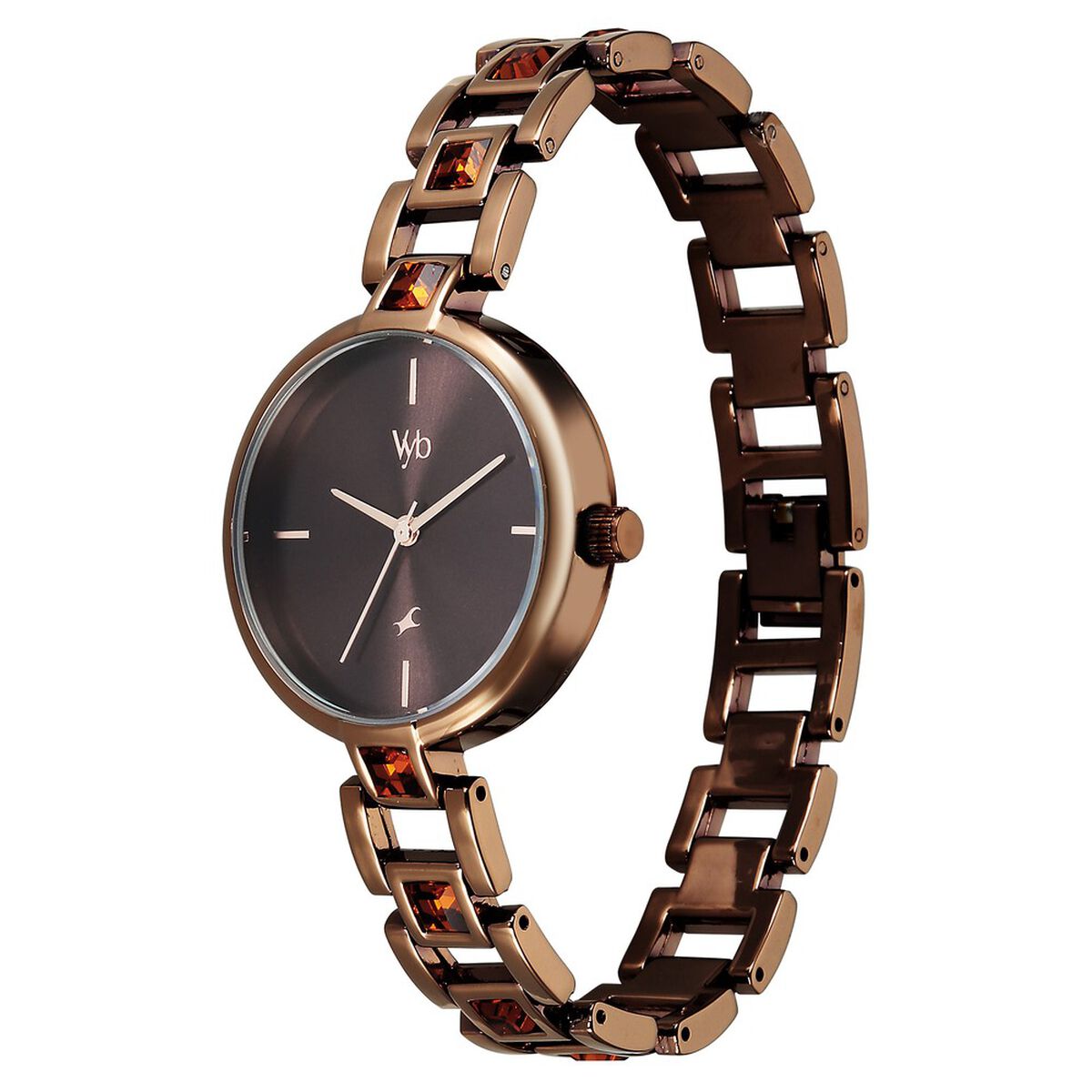 Vyb Manifester By Fastrack Quartz Analog Brown Dial Brown Metal Strap Watch For Girls 5