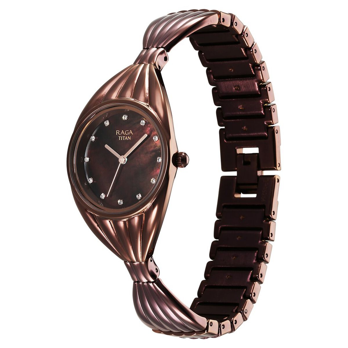 Titan Raga Memoirs Quartz Analog Mother Of Pearl Dial With Brown Metal Strap Watch For Women 3