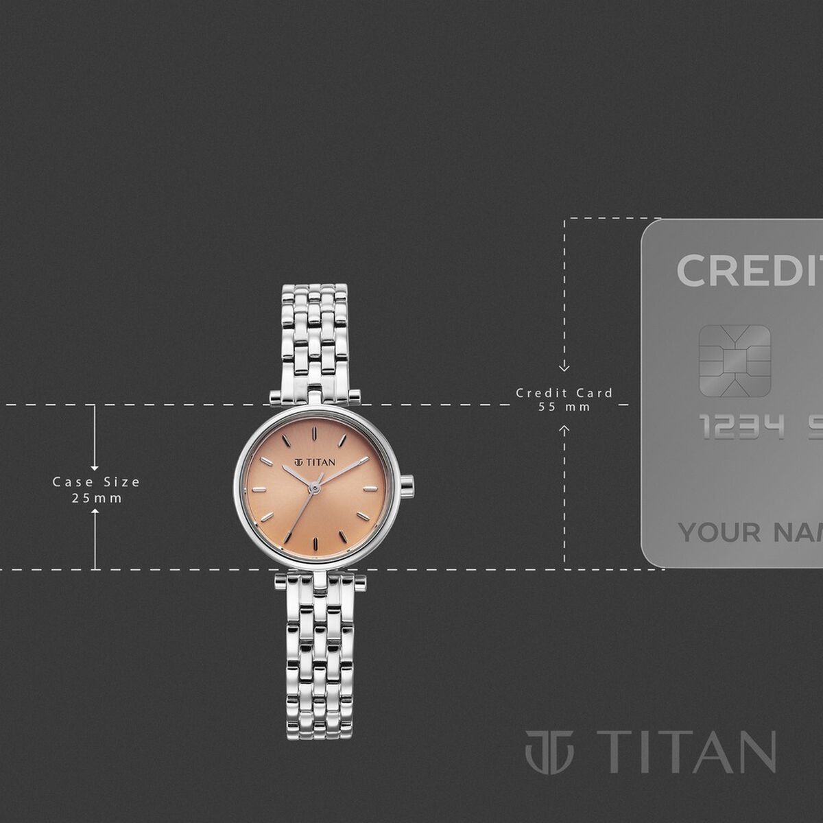 Titan Workday Edit Quartz Analog Rose Gold Dial Silver Stainless Steel Strap Watch For Women 4