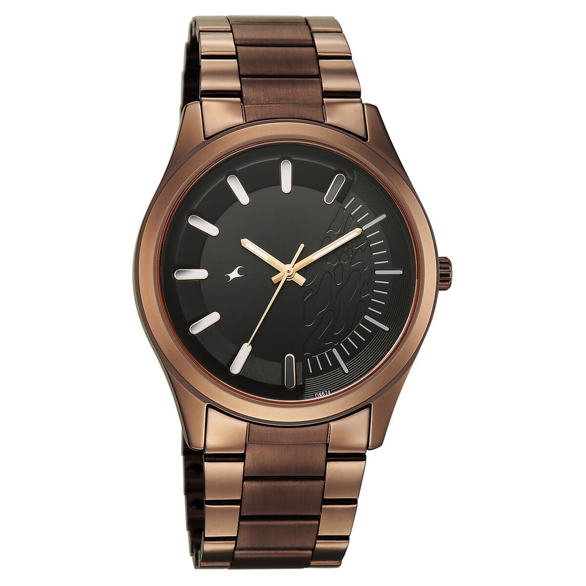 Fastrack Wild Quartz Analog Black Dial Brown Metal Strap Watch For Guys 5