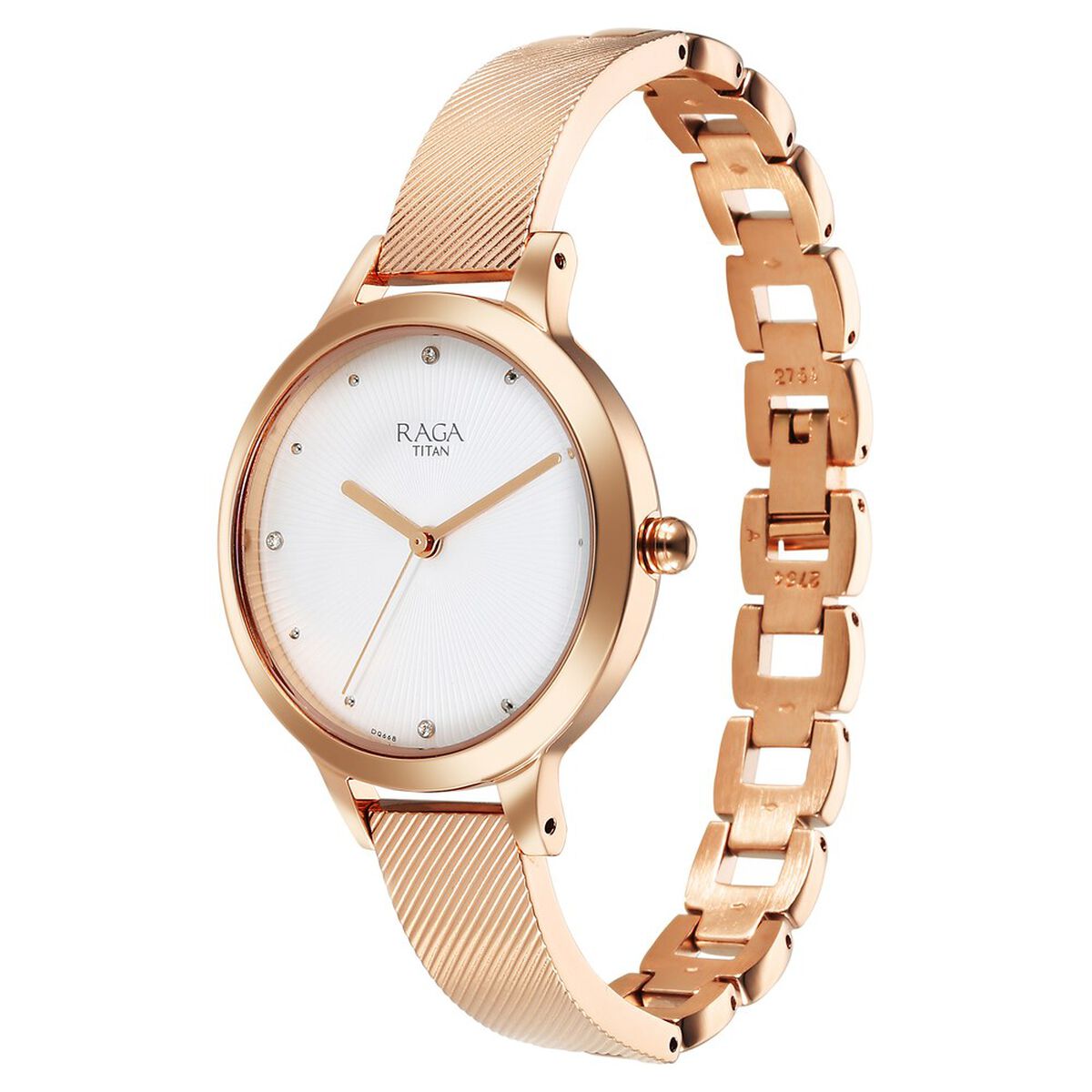Titan Raga Memoirs Quartz Analog White Dial With Rose Gold Color Metal Strap Watch For Women 3