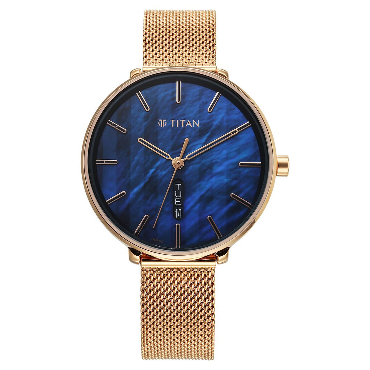 Titan Neo Analog with Day and Date Mother Of Pearl Dial Rose Gold Color Stainless Steel Strap Watch For Women 1