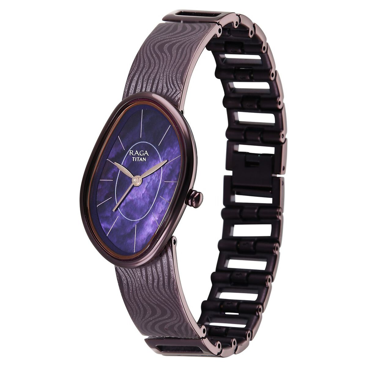 Titan Raga Sierra Quartz Analog Prune - Purple Dial Prune - Purple Metal Strap Watch For Women 3