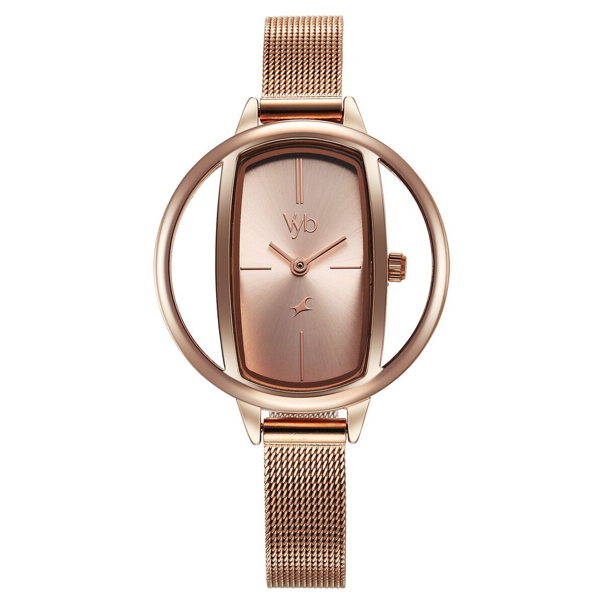 Fastrack Vyb Charmer Quartz Analog Rose Gold Dial Stainless Steel Strap Watch for Girls 2