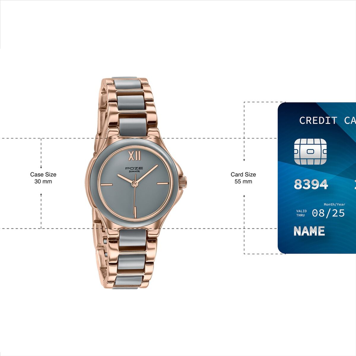 Poze By Sonata Quartz Analog Grey Dial Two Toned Metal & Plastic Strap Watch For Women 4