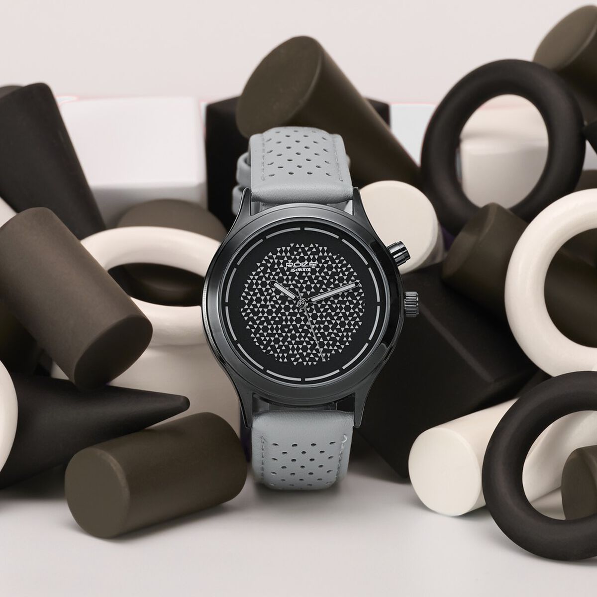 Poze By Sonata Quartz Analog Two Toned Dial Grey PU Leather Strap Watch For Men 1