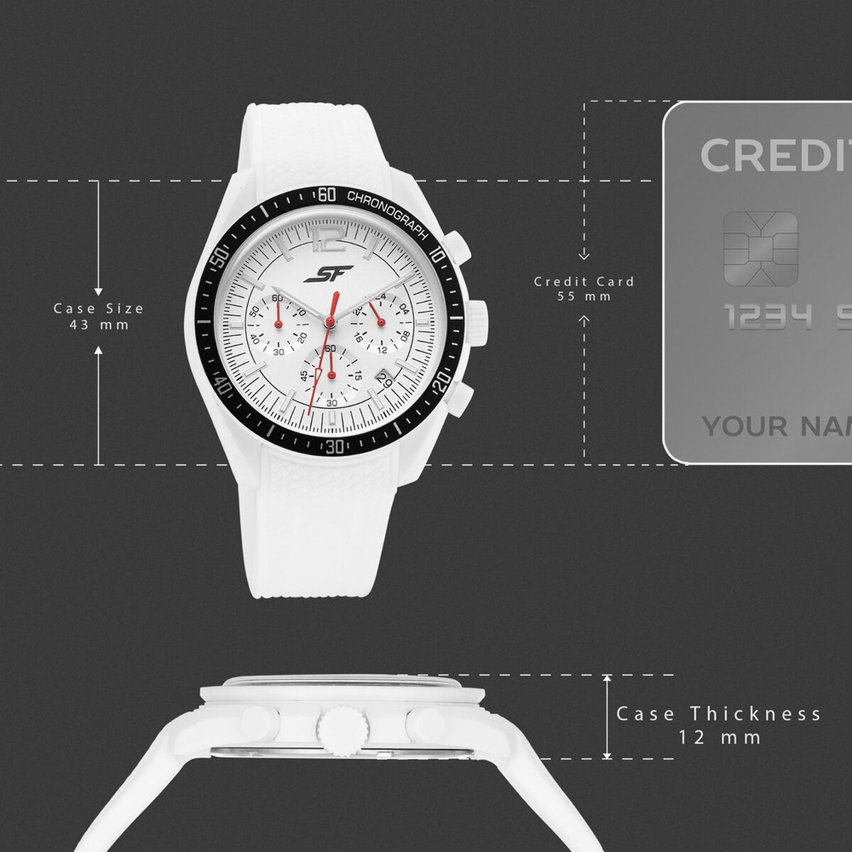 SF Genesis Bold Chronograph Watch for Men with White strap 4