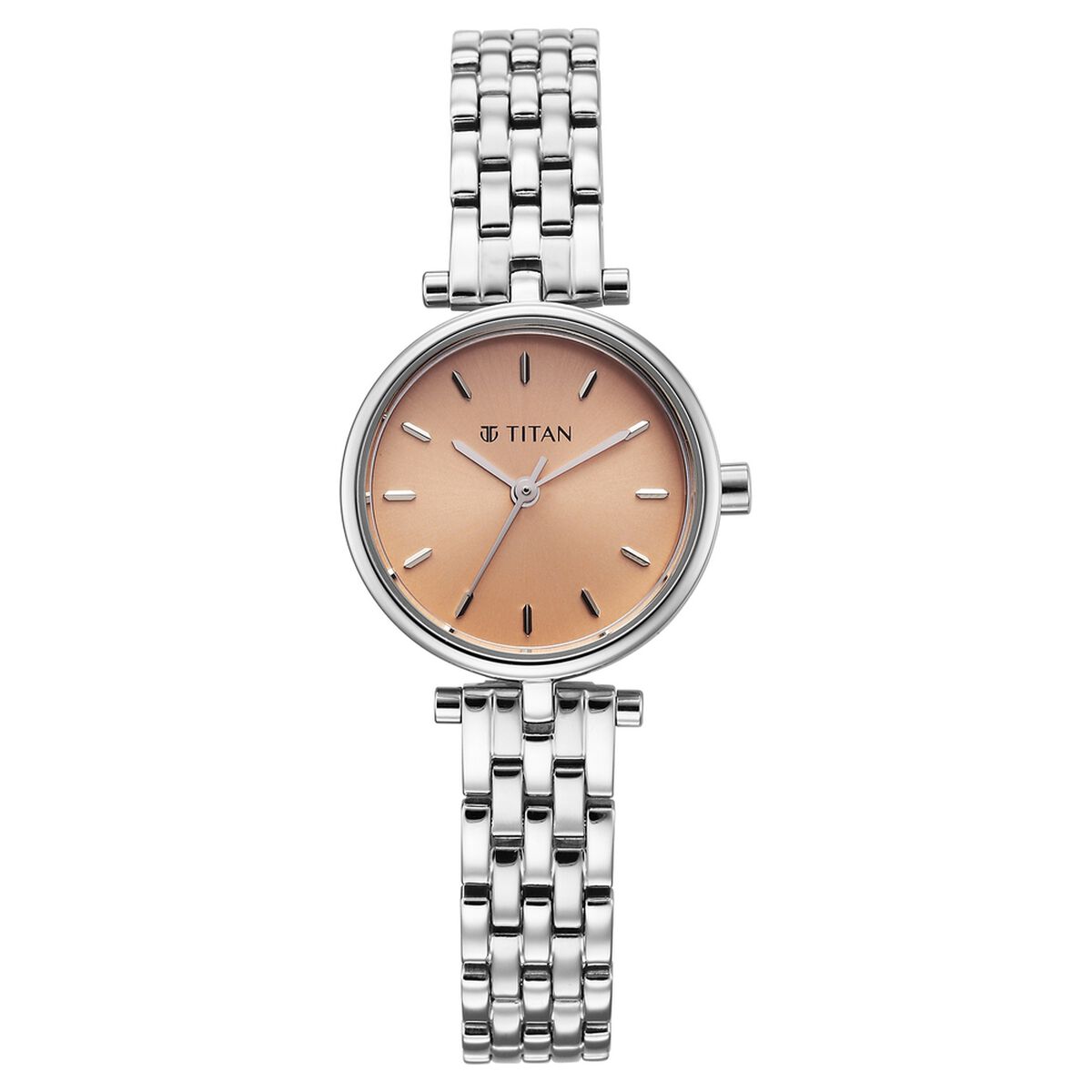Titan Workday Edit Quartz Analog Rose Gold Dial Silver Stainless Steel Strap Watch For Women 1