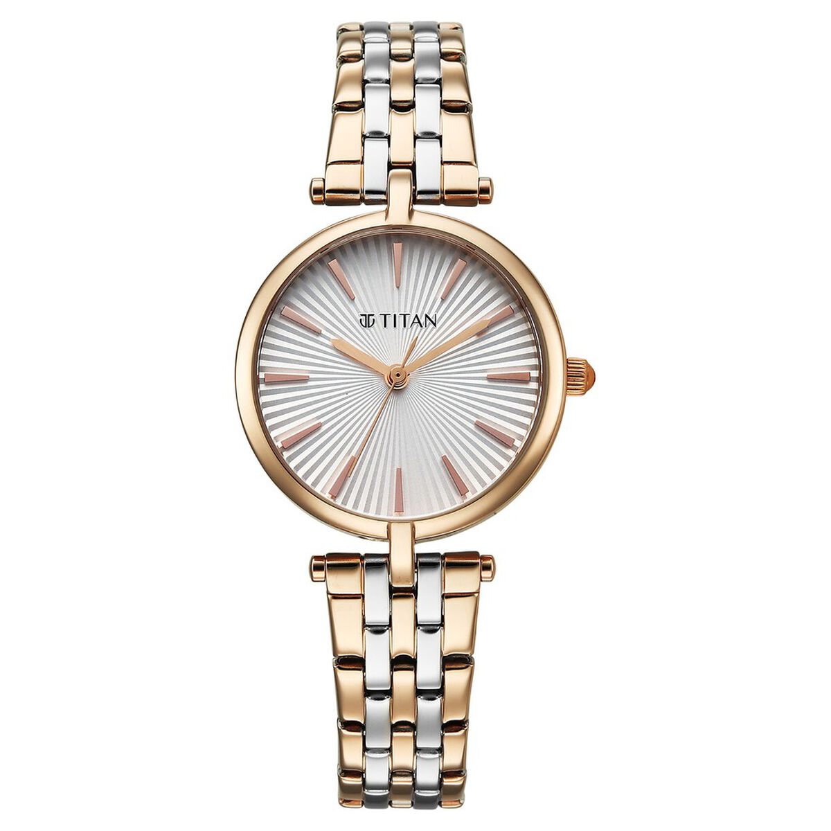 Titan Work Mode Quartz Analog Silver Dial Two Toned Metal Strap Watch For Women 1