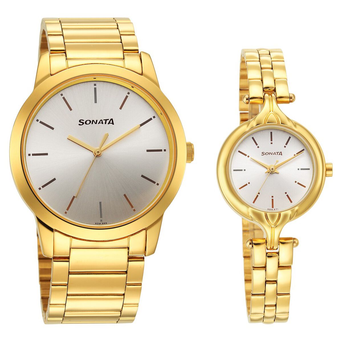 Sonata Quartz Analog Silver Dial Stainless Steel Strap Watch for Couple 1