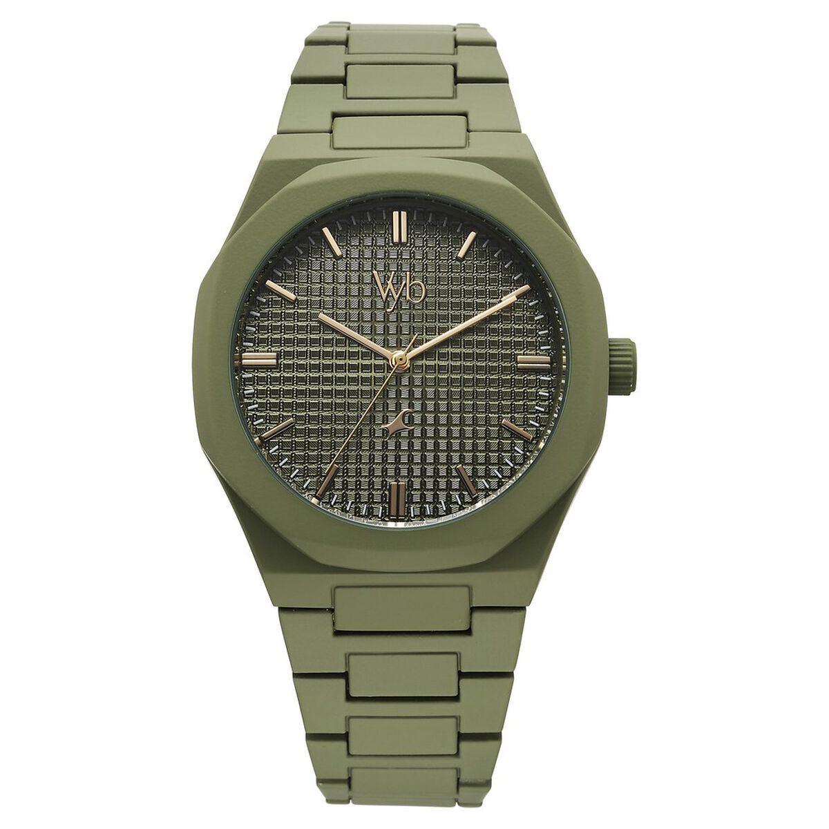 Vyb Hustler By Fastrack Quartz Analog Green Dial Metal Strap Watch For Guys 3