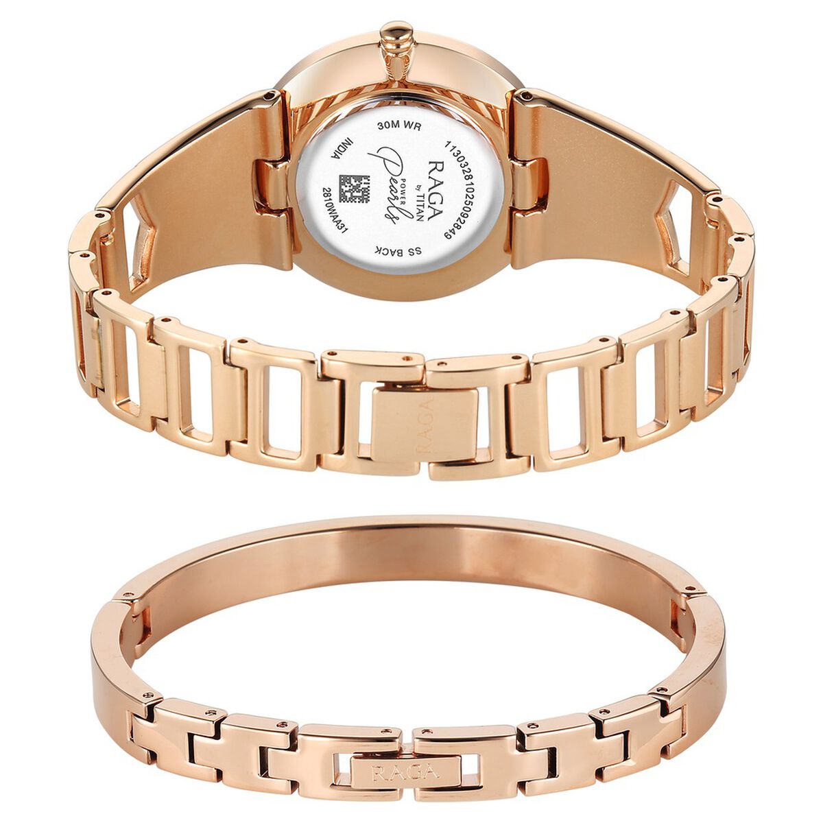 Titan Raga Power Pearls Quartz Analog Mother of Pearl Dial Rose Gold Metal Strap Watch For Women 5
