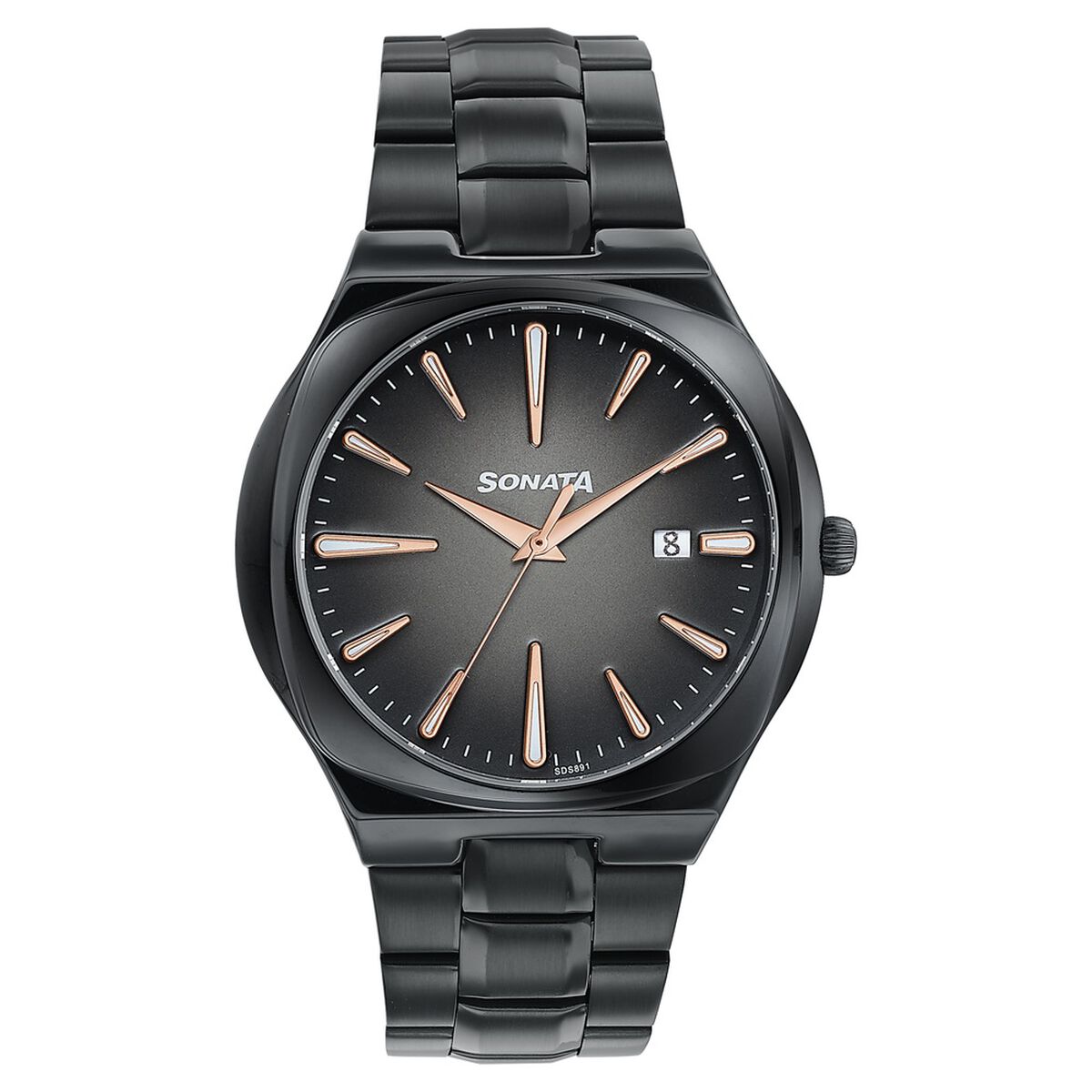 Sonata Festive Quartz Analog Black Dial Black Metal Strap Watch For Men 1