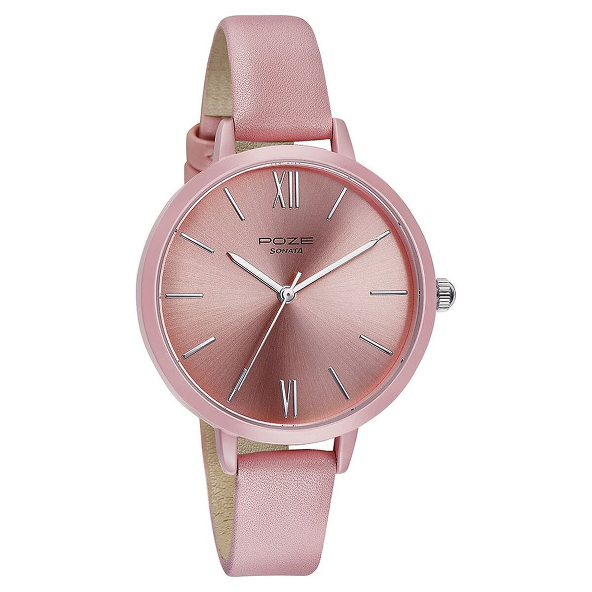Sonata Poze Quartz Analog Pink Dial Leather Strap Watch for Women 3