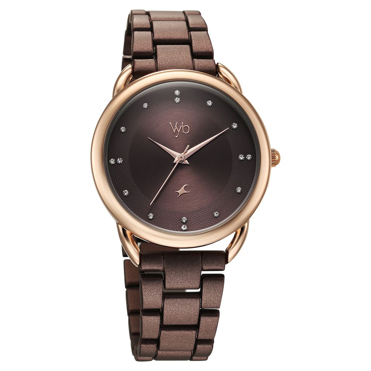 Vyb Charmer By Fastrack Quartz Analog Brown Dial Metal Strap Watch For Girls 2