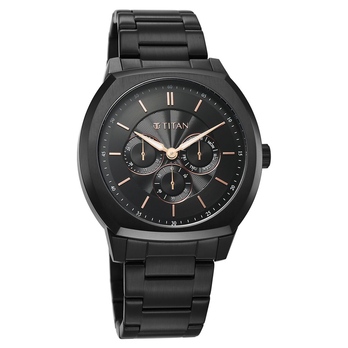 Titan Regalia Arc Analog with Day Date Second Subdial and Black Dial Black Stainless Steel Strap Watch for Men 3