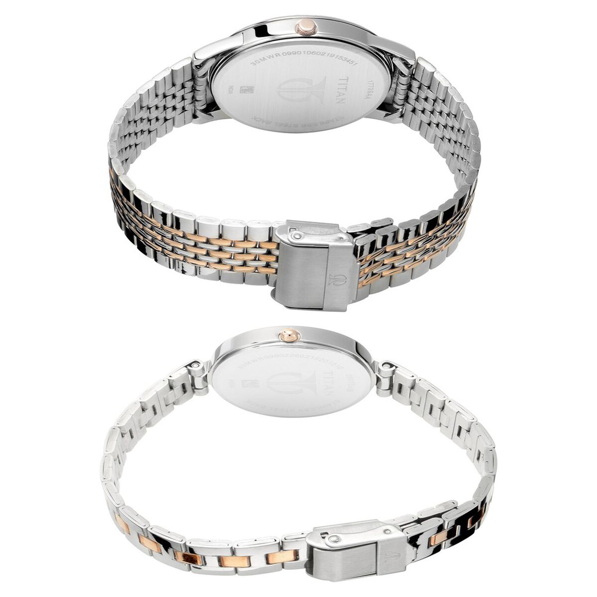 Titan Bandhan Quartz Analog Silver Dial Two Toned Stainless Steel Strap Watch For Couple 5