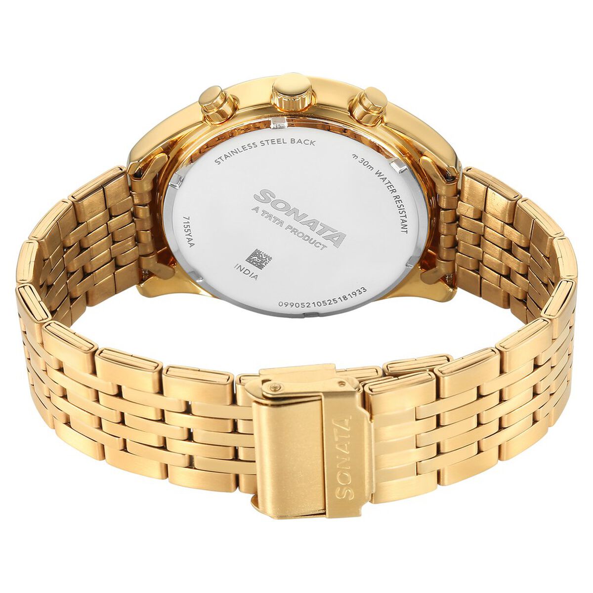 Sonata Magna Quartz Multifunction Champagne Dial Golden Stainless Steel Strap Watch For Men 5