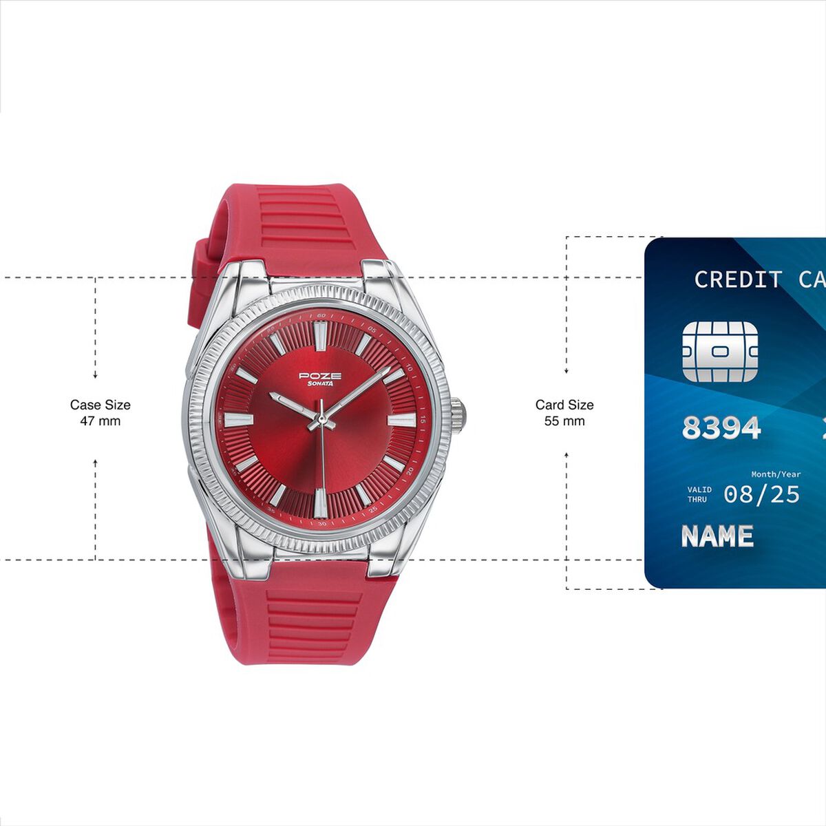 Poze By Sonata Quartz Analog Red Dial Red Silicone Strap Watch For Men 4
