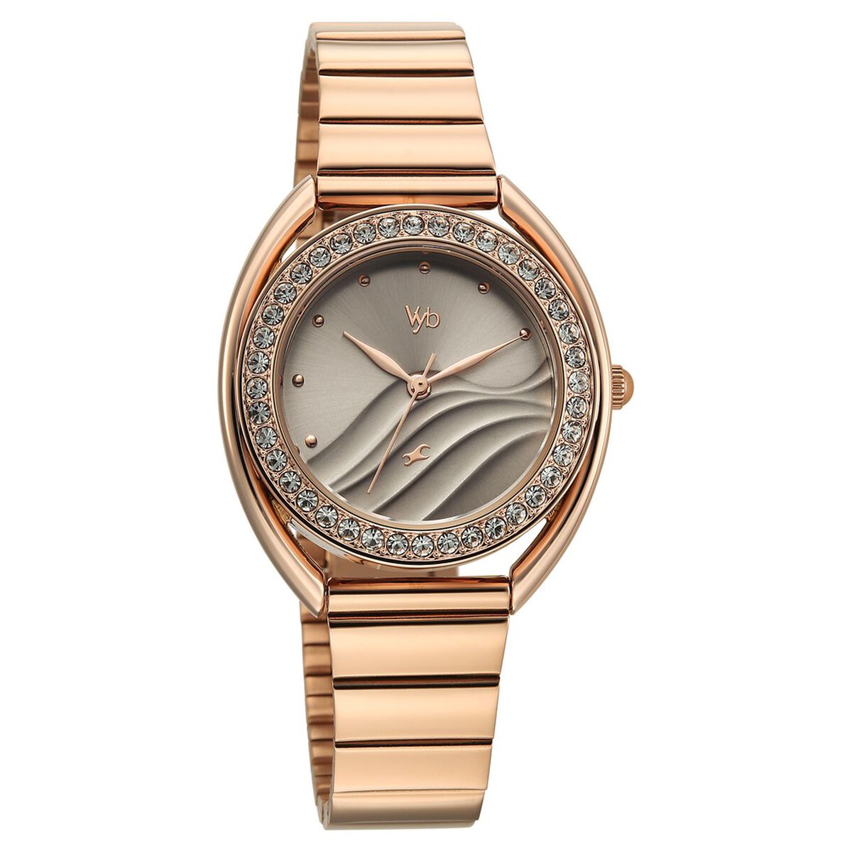 Vyb Eclipse By Fastrack Quartz Analog Grey Dial Rose Gold Stainless Steel Strap Watch For Girls 2