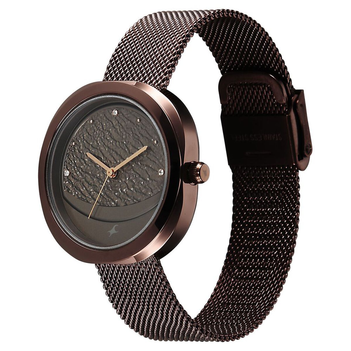 Fastrack Gelato brown multifunction metal strap watch with Chocolate dial for Girls 5