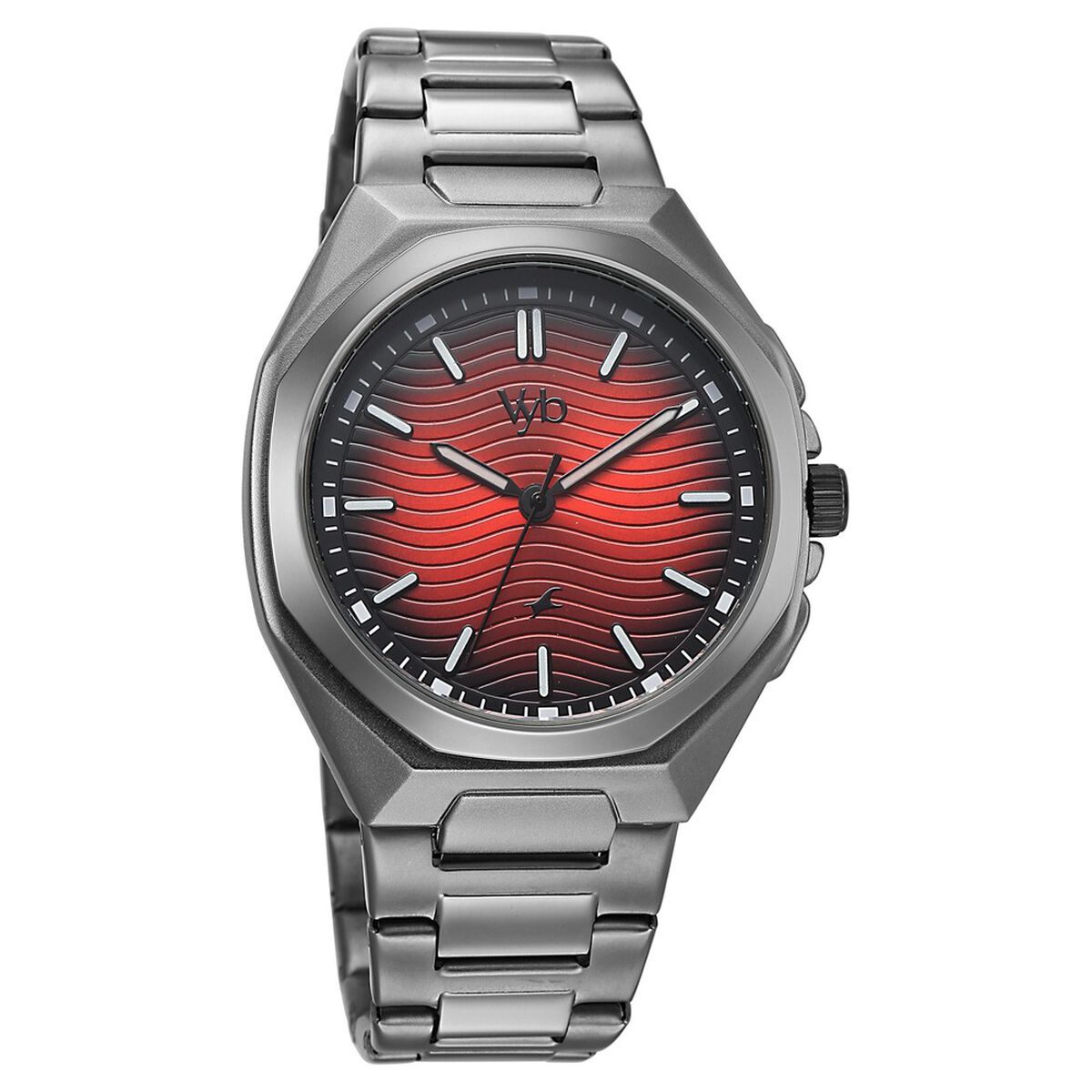 Vyb Quest By Fastrack Quartz Analog Red Dial Grey Stainless Steel Strap Watch For Guys 2