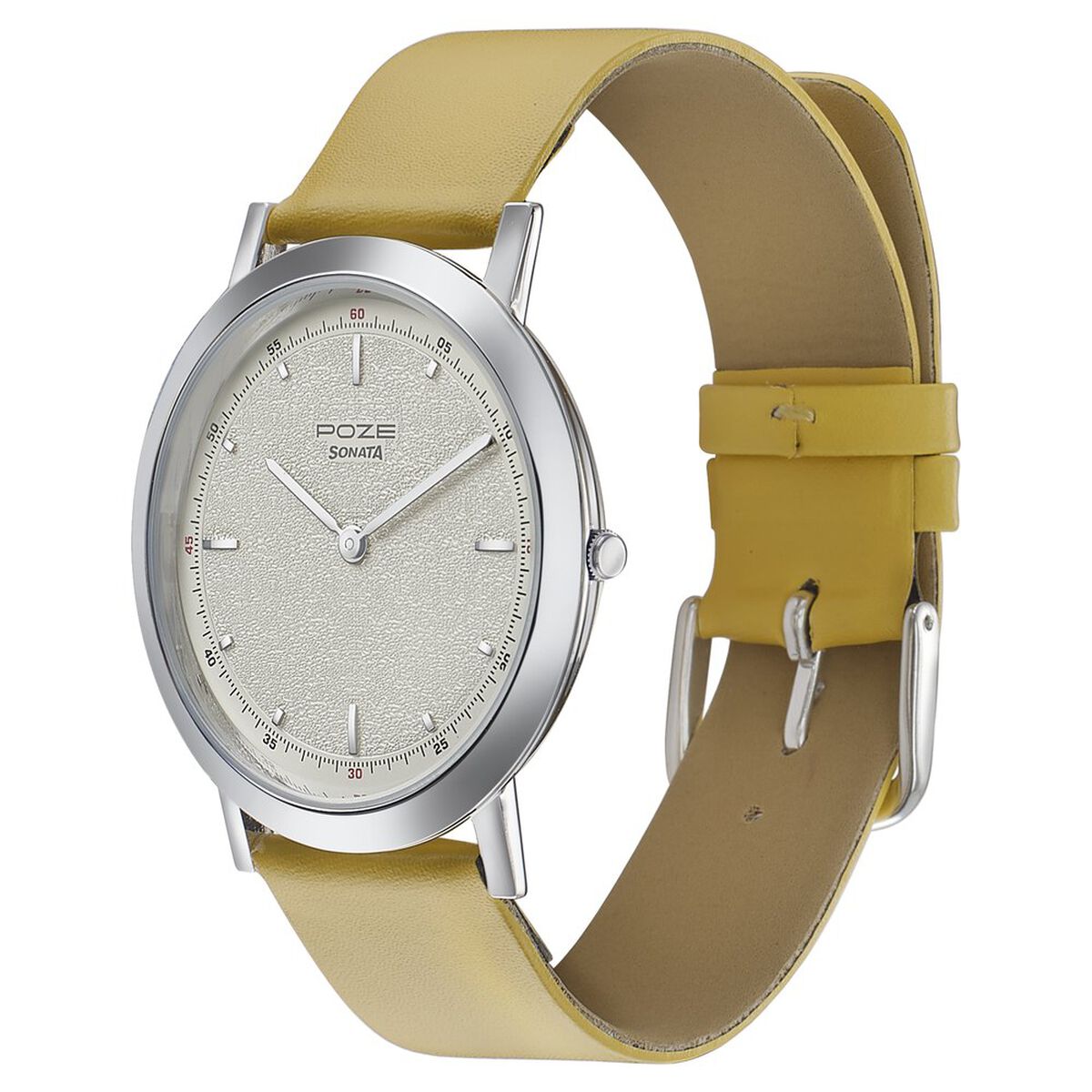 Sonata Poze Quartz Analog White Dial Leather Strap Watch for Men 3