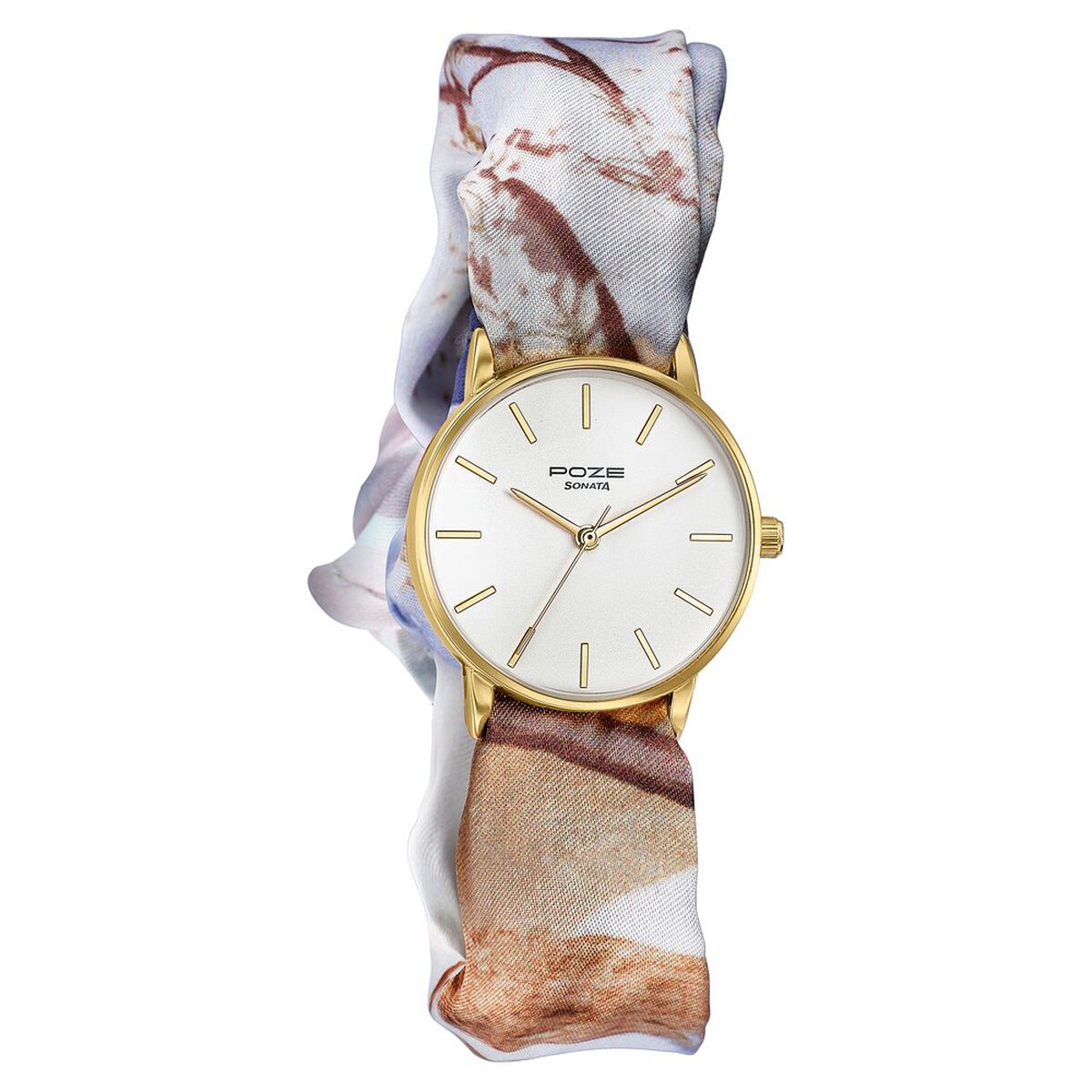 Sonata Poze Quartz Analog White Dial Multicoloured Colour Fabric Strap Watch For Women 2