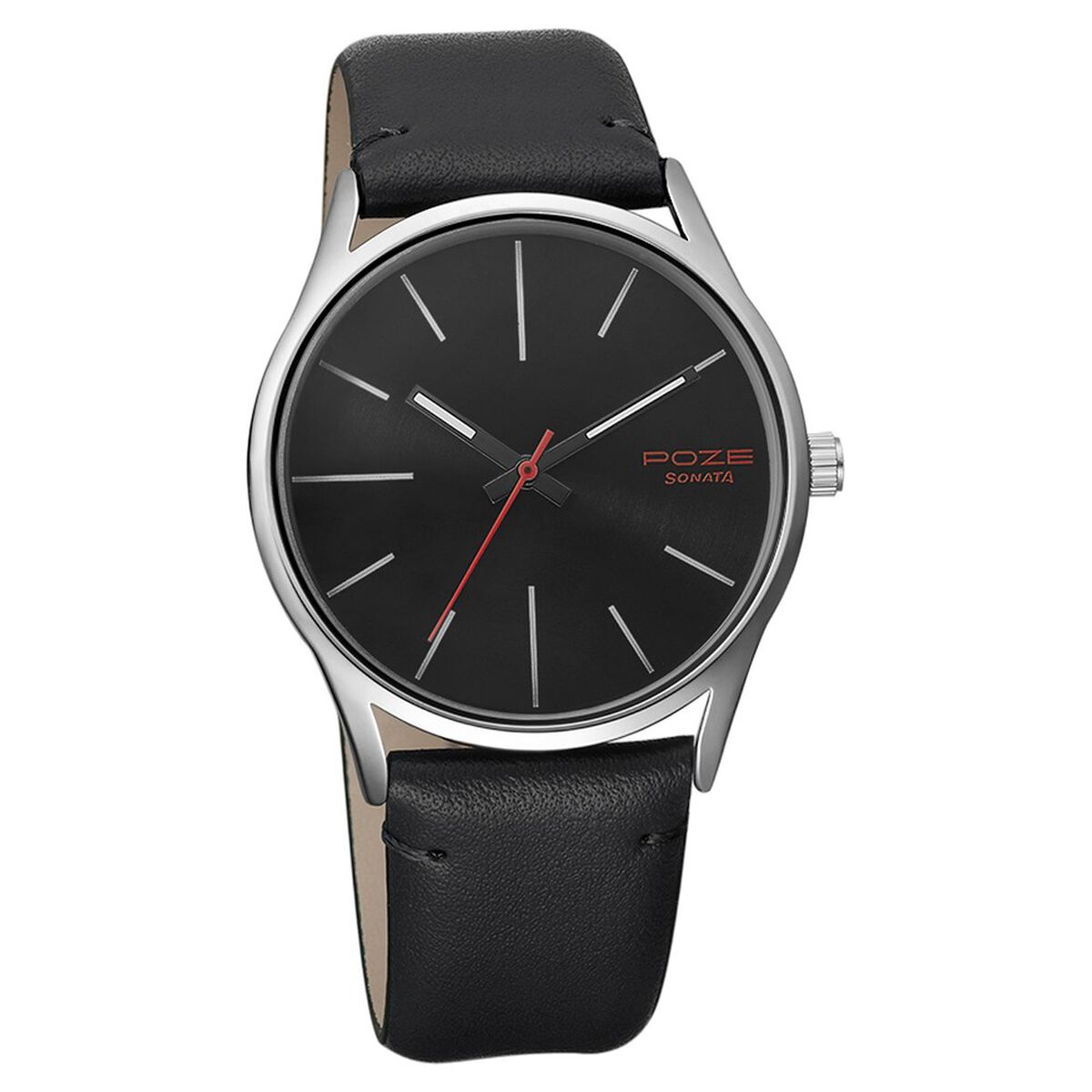 Poze by Sonata Quartz Analog Black Dial PU Leather Strap Watch for Men 2